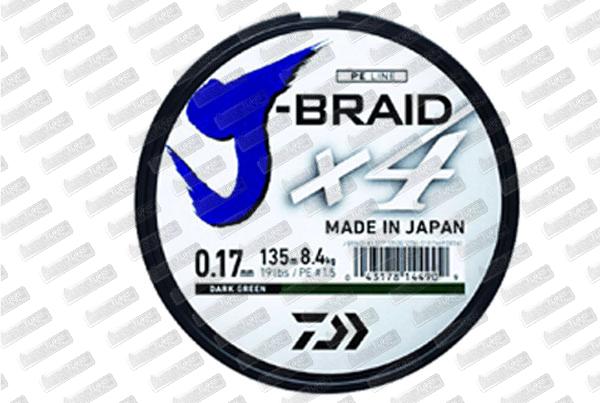 DAÏWA J Braid X4 Verte 5,5lb (7/100) 135m